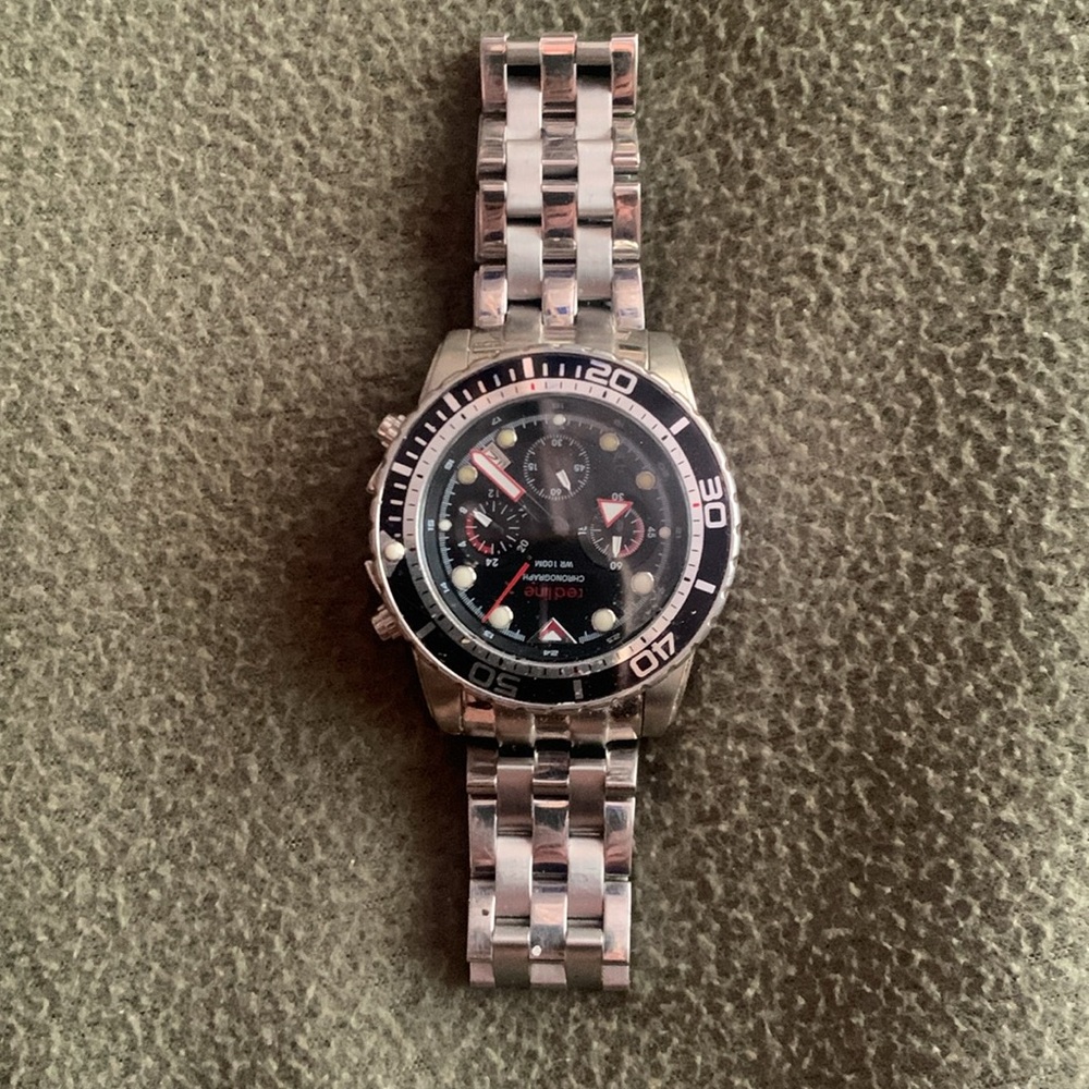EUC Redline silver and black men’s watch. Red accents. See pictures for size. - Picture 2 of 12